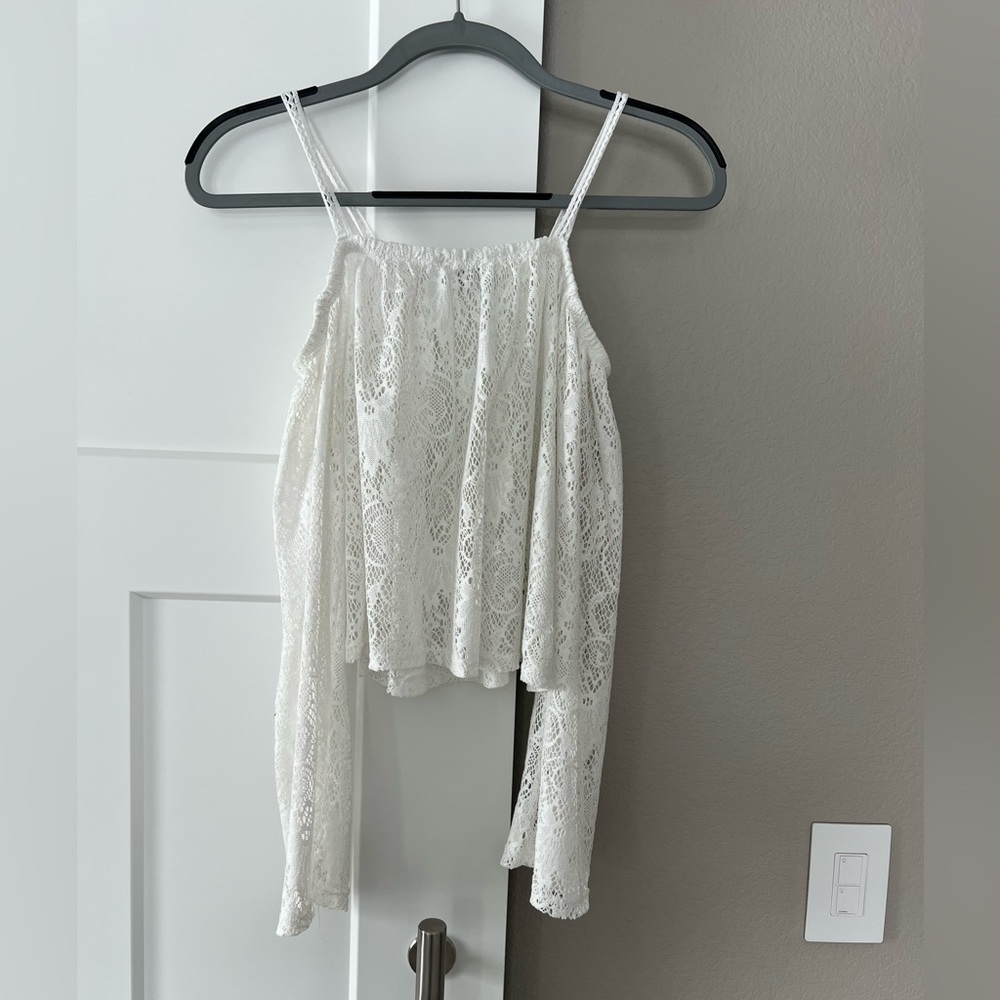 Boho White Sheer Lace Crop Top